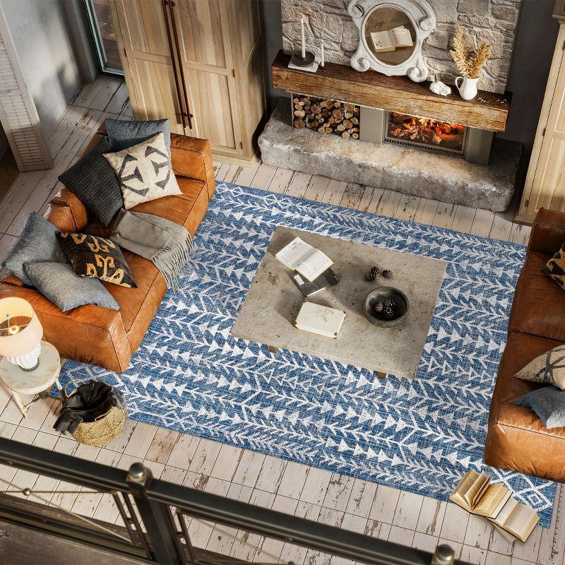 3'x5' Tokay Bohemian Geometric Indoor/Outdoor Area Rug, Blue/Ivory - JONATHAN Y