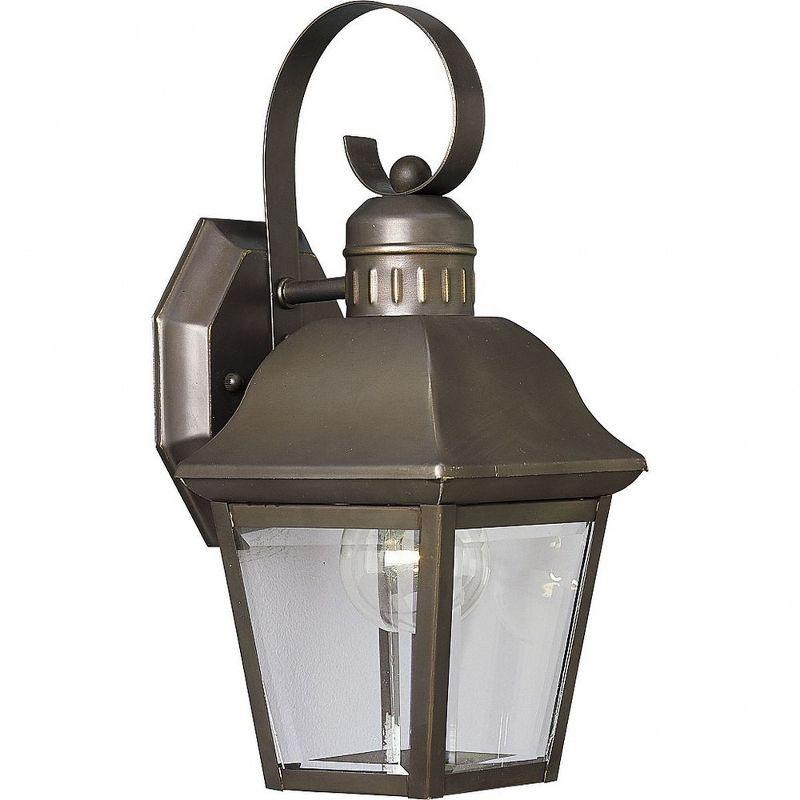 Antique Bronze Beveled Glass Outdoor Wall Lantern