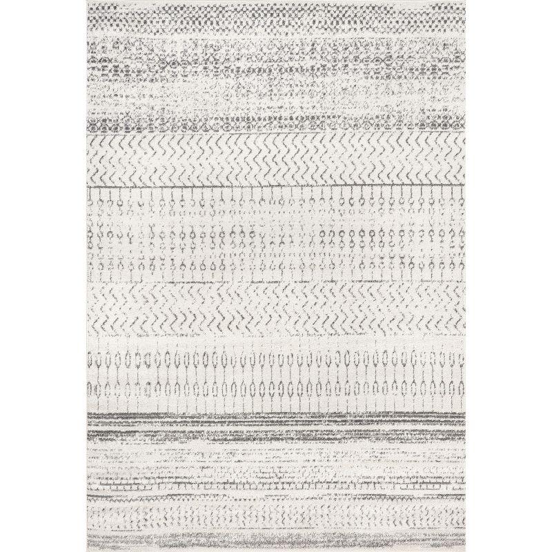 Gray Stripe Synthetic 5' x 7' Easy-Care Area Rug