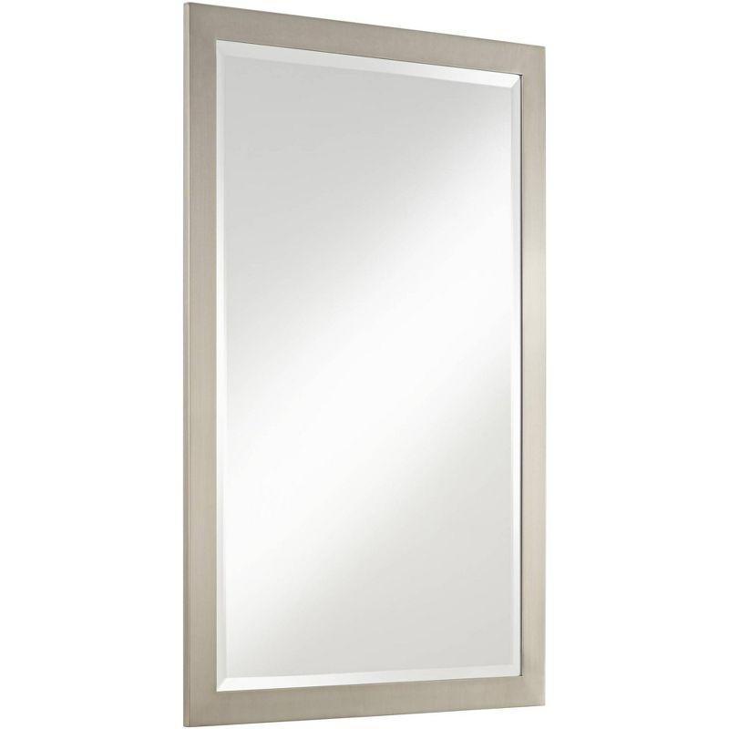 Possini Euro Design Metzeo Rectangular Vanity Wall Mirror Modern Beveled Glass Brushed Nickel Metal Frame 33" Wide for Bathroom Bedroom Home Entryway