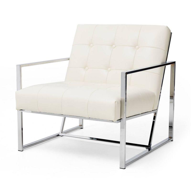 Siebo 30'' Wide Tufted White Armchair