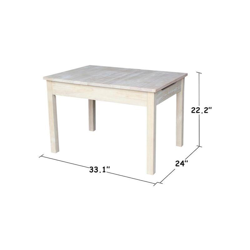 International Concepts Table with Lift Up Top for Storage, Unfinished