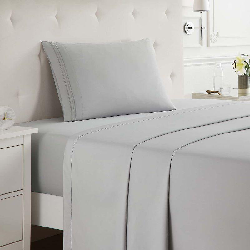 Clara Clark Bed Sheets, Premier 1800 Series 4 Piece Bed Sheet Set, Deep Pocket Luxury Soft Bedding Sheets & Pillowcases, Twin, Light Gray