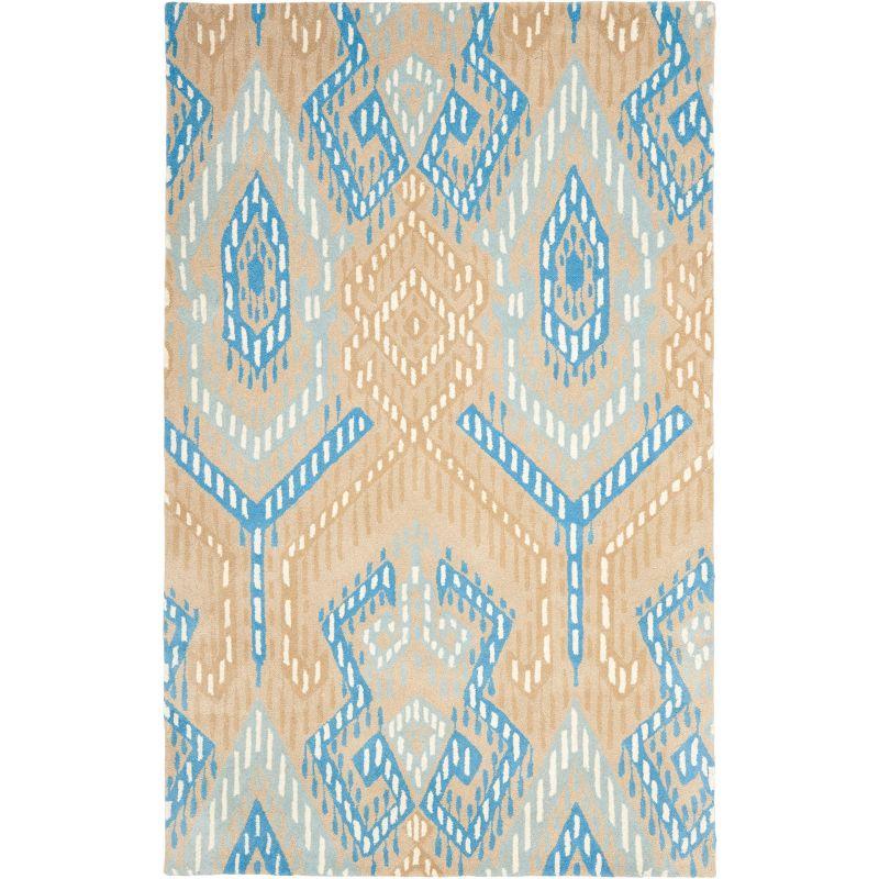 Hand-Tufted Artisan Blue Wool Rectangular Area Rug - 5' x 8'