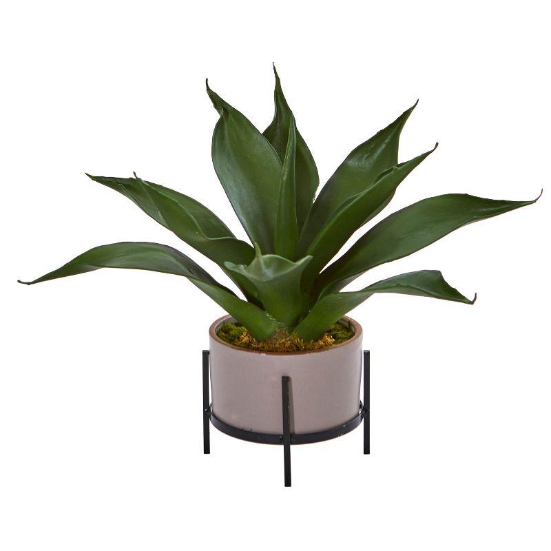 Nearly Natural 14" x 9" Artificial Agave Succulent in Decorative Planter : Indoor Faux Flora Decor