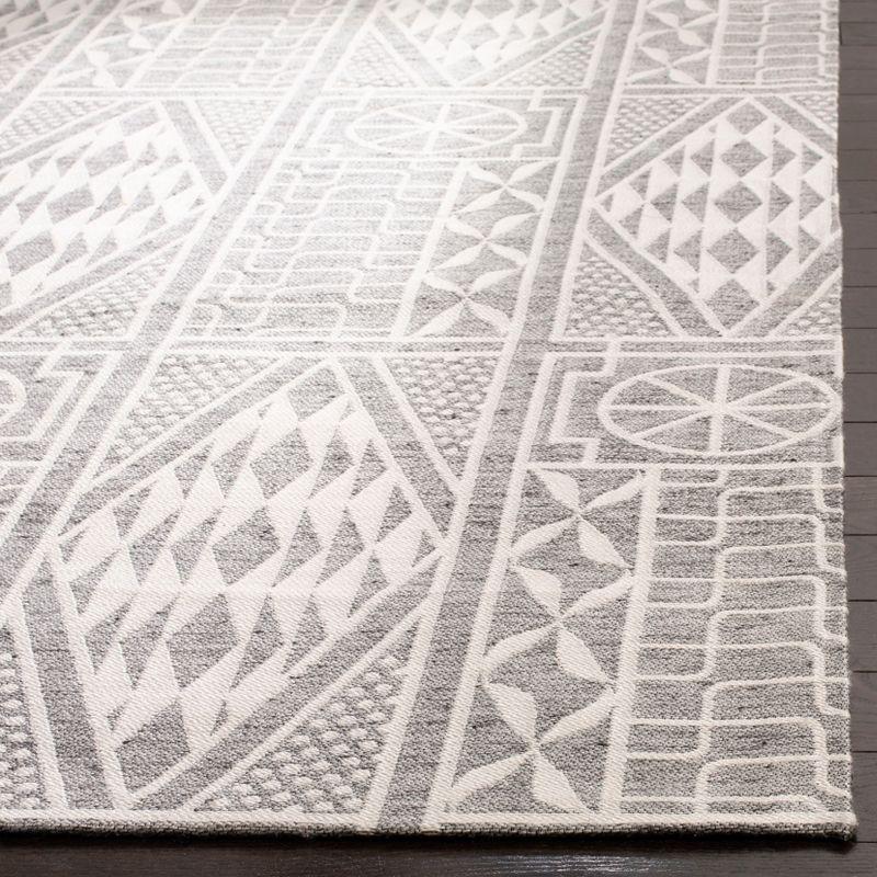 Marbella Gray and Ivory Hand Loomed Wool Runner Rug