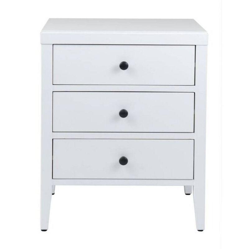 Webb White Acacia Wood 3-Drawer Nightstand