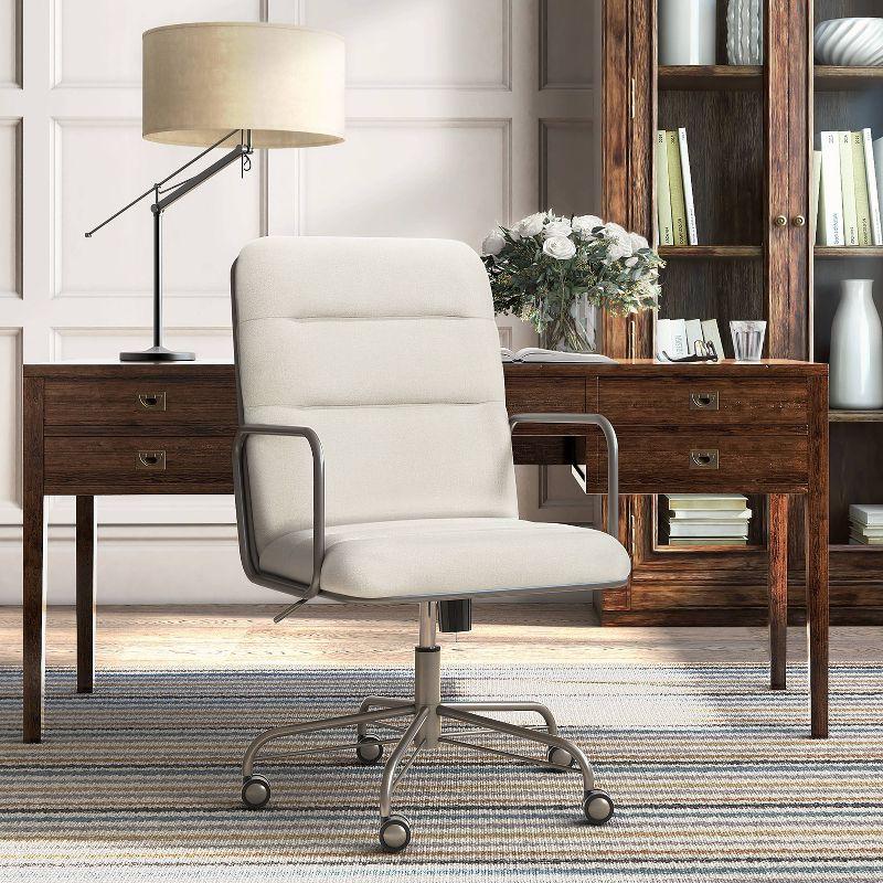 Cream High Back Leather Executive Swivel Office Chair