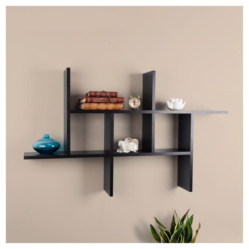 Danya B. 40" x 24" Cantilever Wall Shelf Black: Modern Laminated MDF, 4-Tier Storage, Includes Mounting Hardware