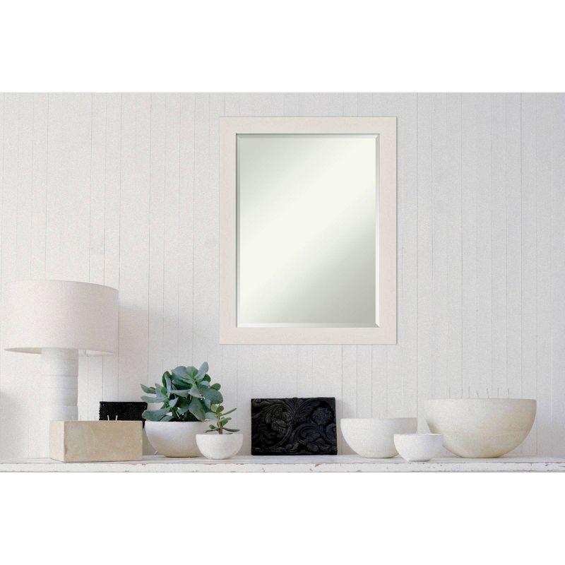 21" x 27" Rustic Plank White Framed Bathroom Vanity Wall Mirror - Amanti Art: Rectangle, Polystyrene Frame, Wall Mount