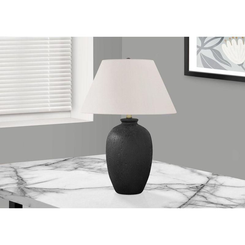 Modern Black Ceramic Table Lamp with Ivory Linen Shade