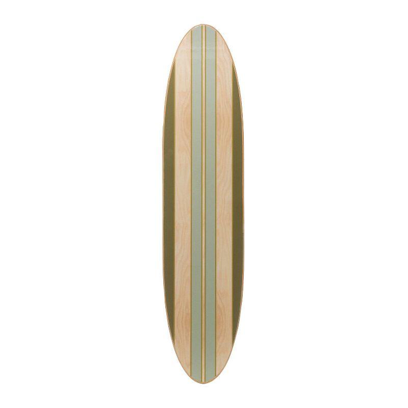 Storied Home Lacquered Wood Surfboard Wall Decor: Modern Beachfront Style, Hangs Vertically or Horizontally