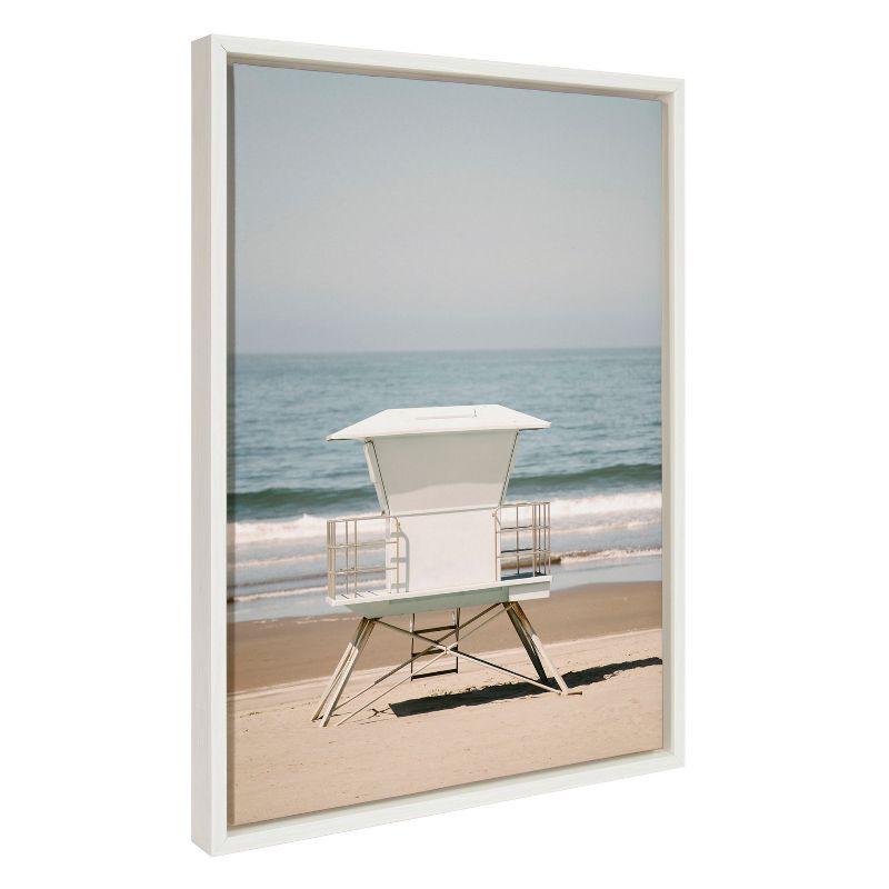 Sylvie Surf Shack Coastal Canvas Print with White Frame