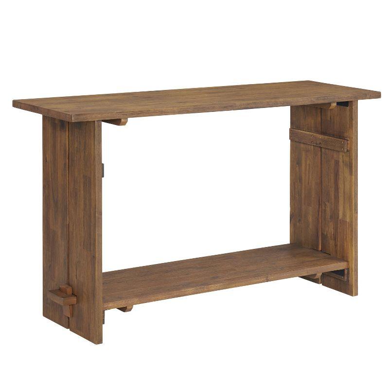 Bethel 52" Natural Acacia Wood Console Table with Storage Shelf