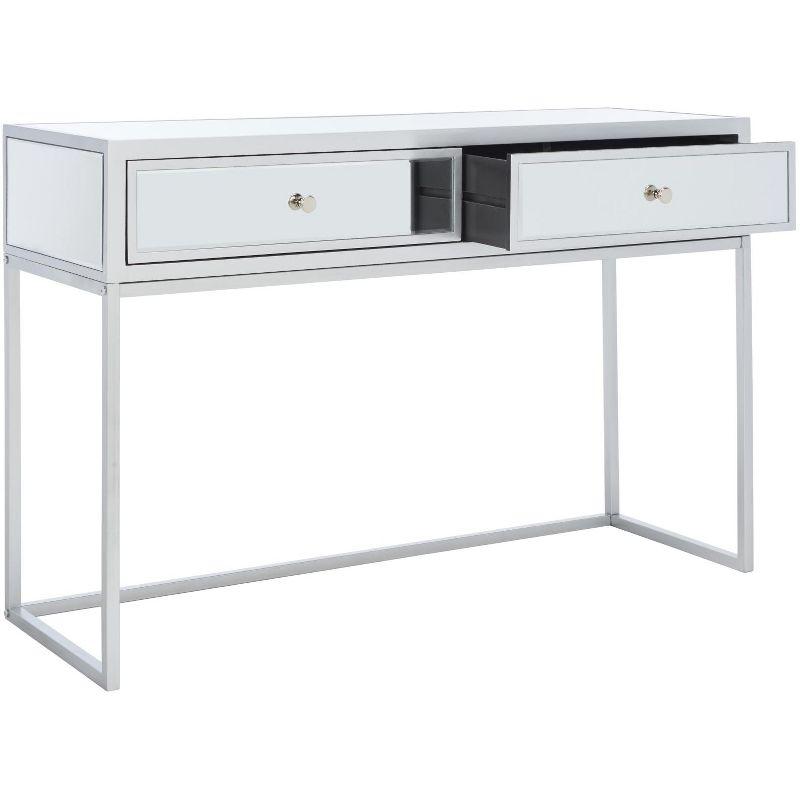 Aster 2 Drawer Mirrored Desk - Silver/Mirror - Safavieh