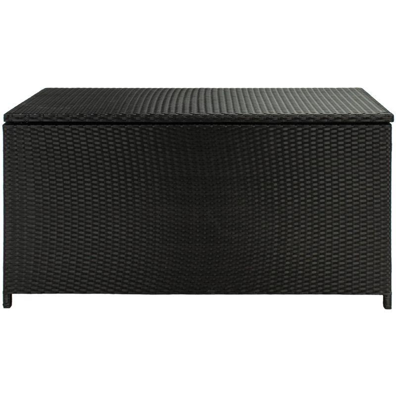 Oliveira Outdoor Cushion Deck Box - Black/White Cushion - Safavieh