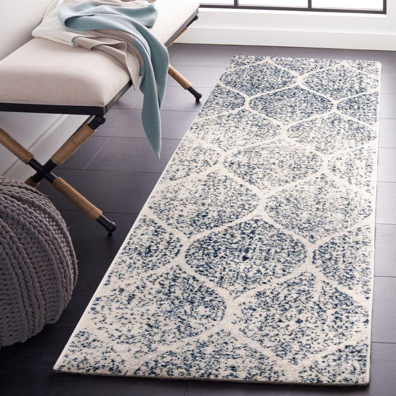 Madison MAD604 Power Loomed Indoor Runner Rug - Cream/Royal Blue - 2'3"x22' - Safavieh