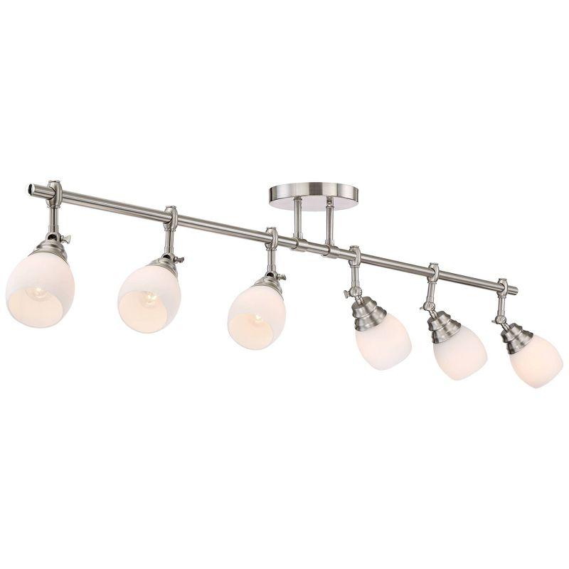 Pro Track Elm Park 6-Head Ceiling Track Light Fixture Kit Spot Light Directional Silver Brushed Nickel Finish Glass Modern Kitchen 57 1/2" Wide