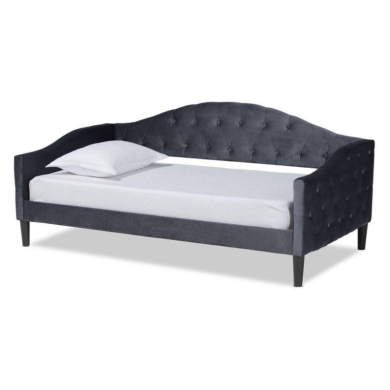 Benjamin Velvet Fabric Upholstered and Wood Daybed - Baxton Studio