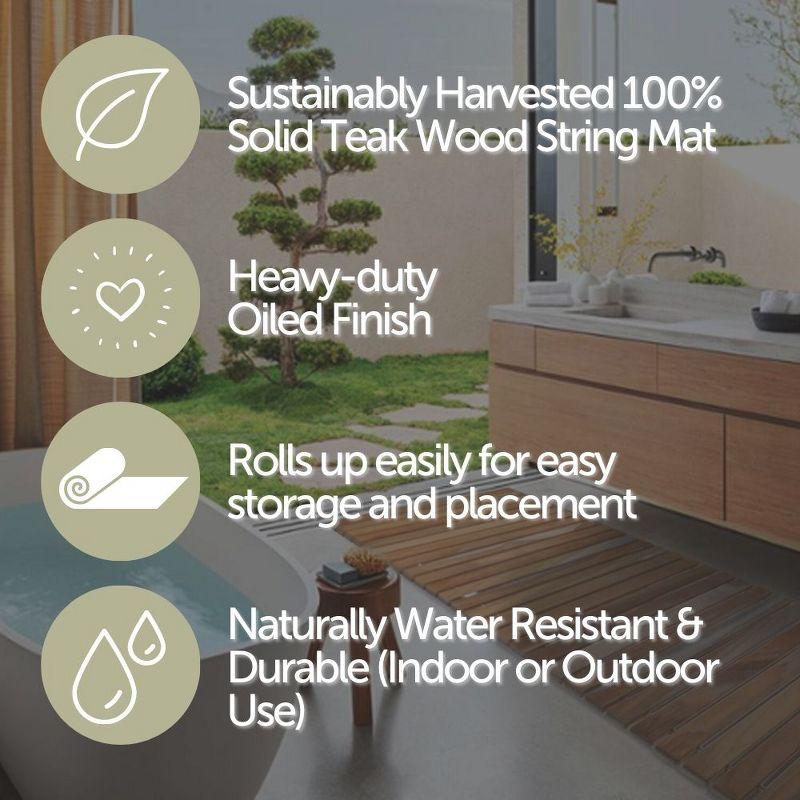 Nordic Style Nordic Style Teak Natural Shower And Bath String Mat With Rubber Footing 30″ X 30″