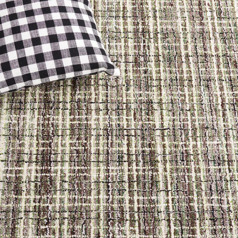 Abstract ABT488 Handmade Tufted Area Rug - Brown/Green - 6'-0" x 6'-0" Square - Safavieh