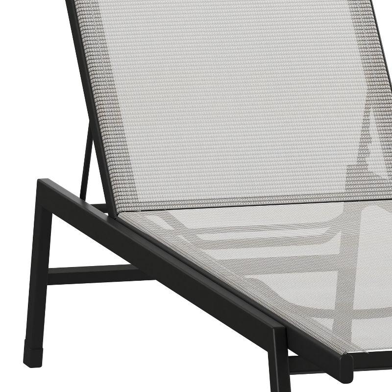 Brazos 62.5'' Adjustable Outdoor Chaise Lounge in Black/Gray