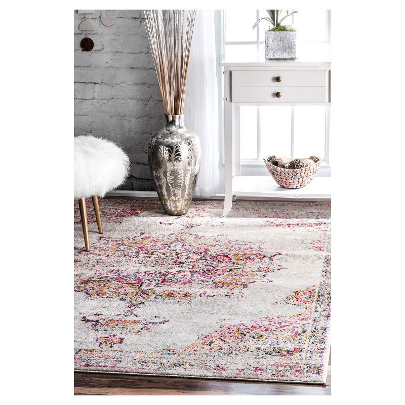 Pink Medallion 5' x 7' Synthetic Reversible Area Rug