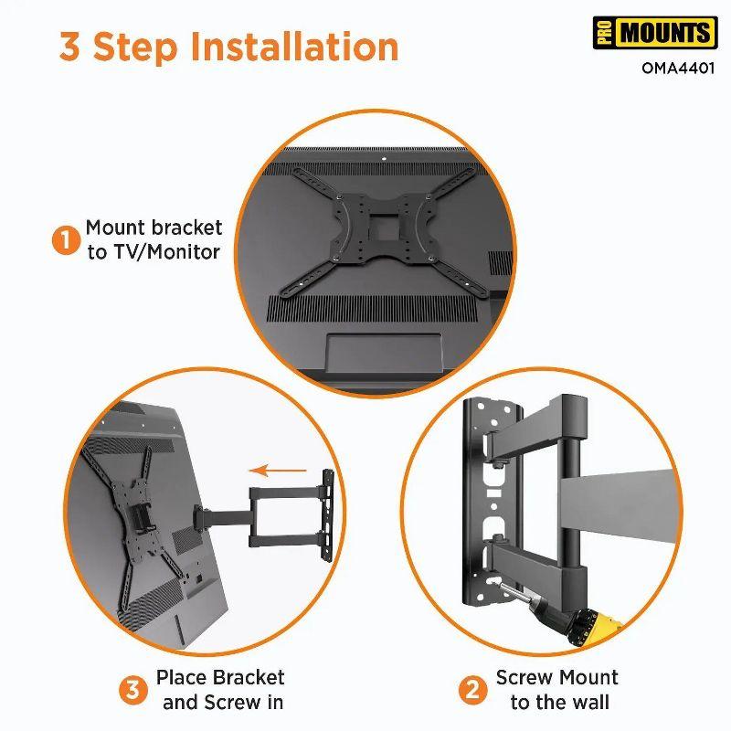 Promounts Full Motion TV Wall Mount for TVs 24" - 60" Up to 88 lbs