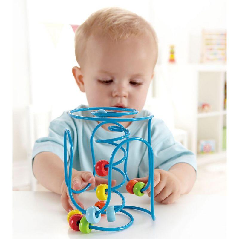 Hape: Spring-A-Ling - Wooden Beads & Blue Spiral Wire Maze, Ages 6mo+