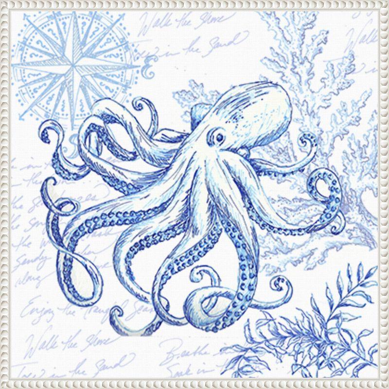 Amanti Art Coastal Sketchbook Octopus by Tre Sorelle Studios Framed Canvas Wall Art Print