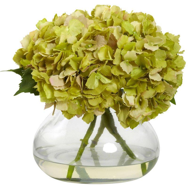 Nearly Natural Large Blooming Hydrangea with Vase, Blue