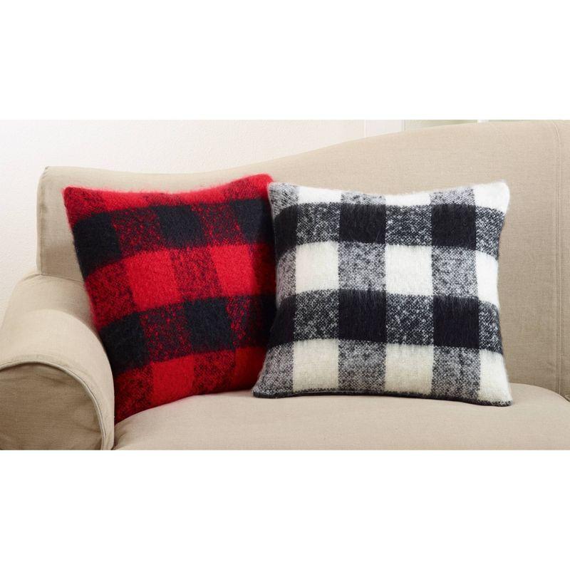 20"x20" Oversize Faux Mohair Buffalo Plaid Square Throw Pillow - Saro Lifestyle