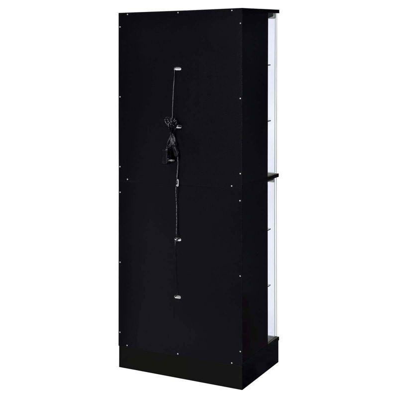 Coaster Cabra Modern Wood Curio Cabinet with Glass Shelves and LED Lighting Black High Gloss