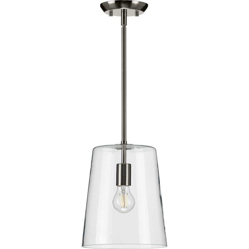 Clarion 9" Matte Black and Clear Glass Coastal Pendant Light