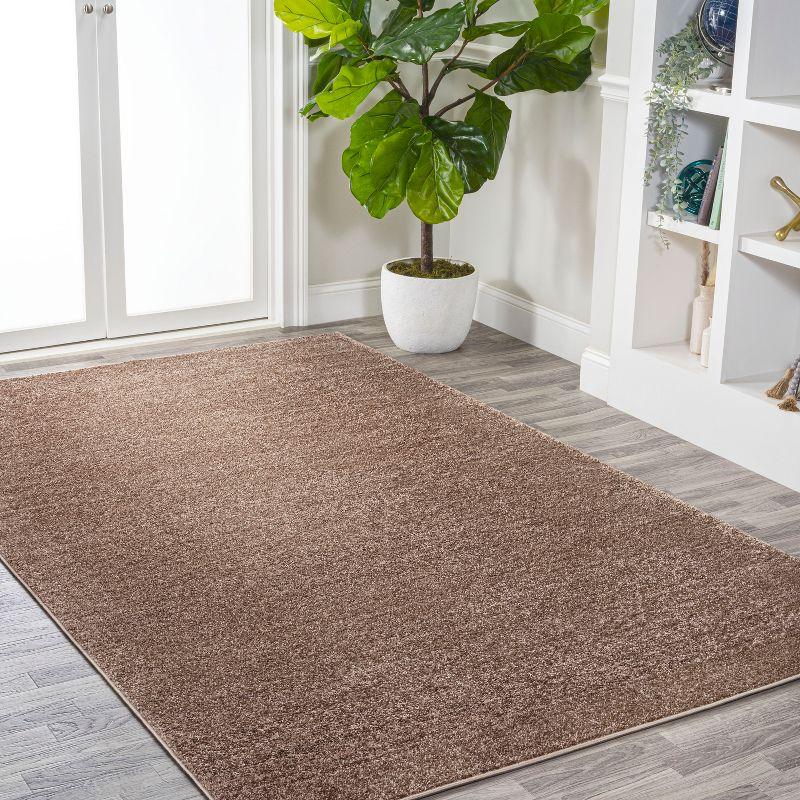 5'x8' Haze Solid Low-Pile Area Rug, Brown - JONATHAN Y