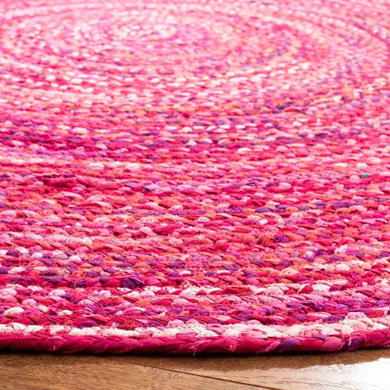 Braided BRD452 Hand Woven Indoor Area Rug - Pink/Fuchsia - 6' Round - Safavieh