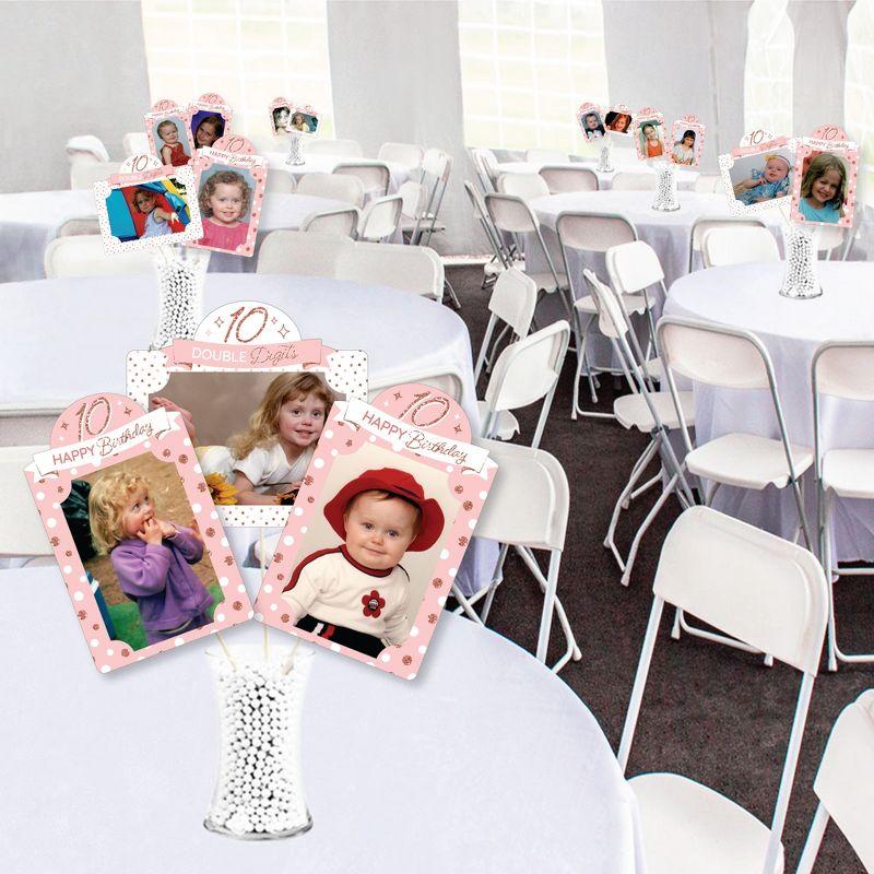 Big Dot of Happiness 10th Pink Rose Gold Birthday Party Picture Centerpiece Photo Table Toppers 15 Pc