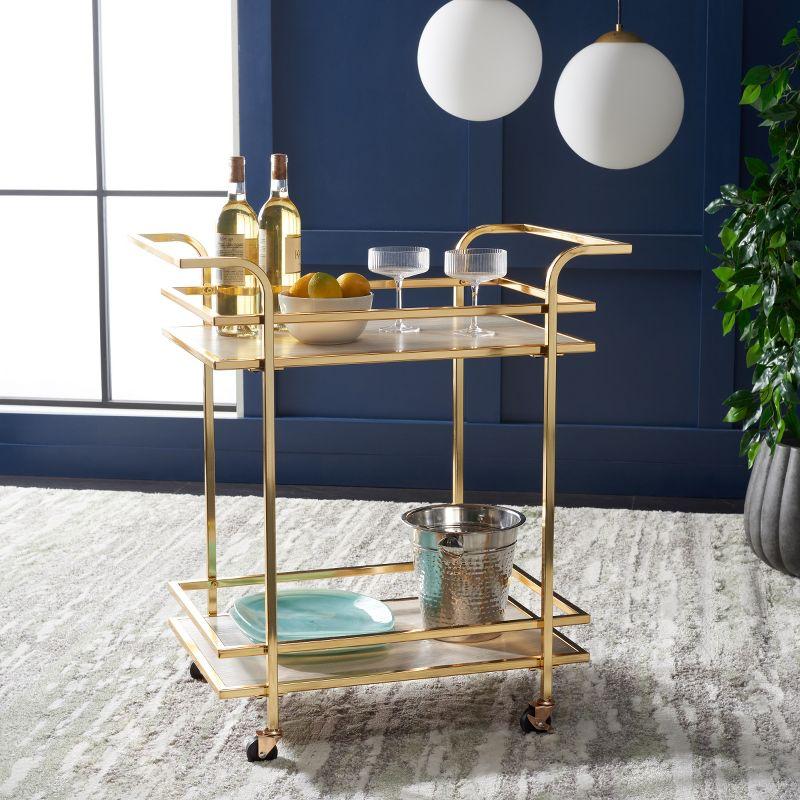 Lameris 33" Polished Gold and Grey 2-Tier Bar Cart with Handles