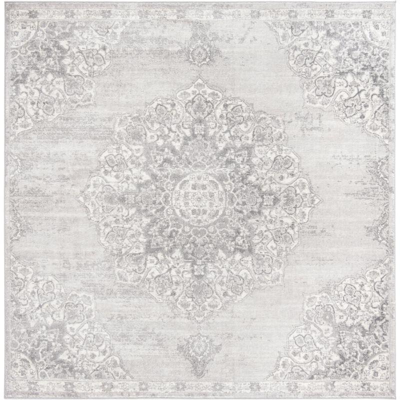 Brentwood BNT802 Power Loomed Area Rug - Grey/Ivory - 9'x9' - Safavieh.