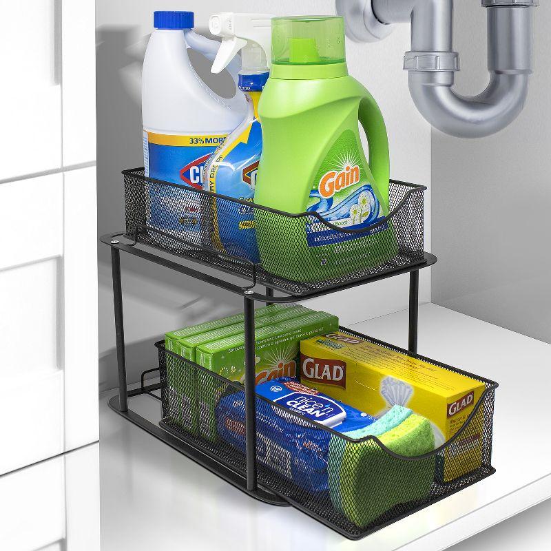 Sorbus 2 Tier Under the Sink Organizer Baskets with Mesh Sliding Drawers