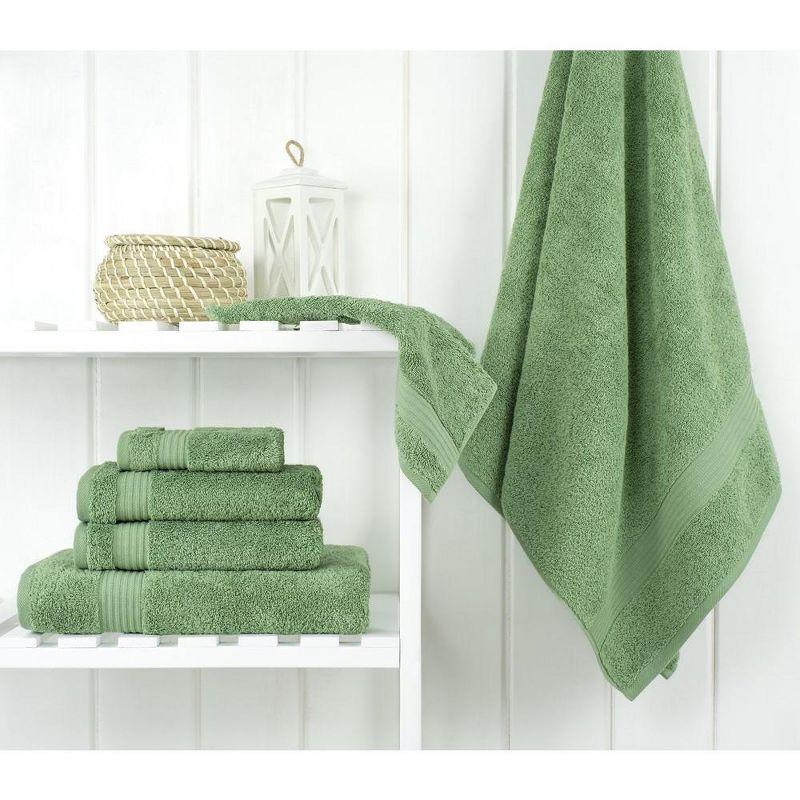 American Soft Linen Bekos 6 Piece Towel Set, 100% Cotton Bath Towel Set for Bathroom, Sage Green