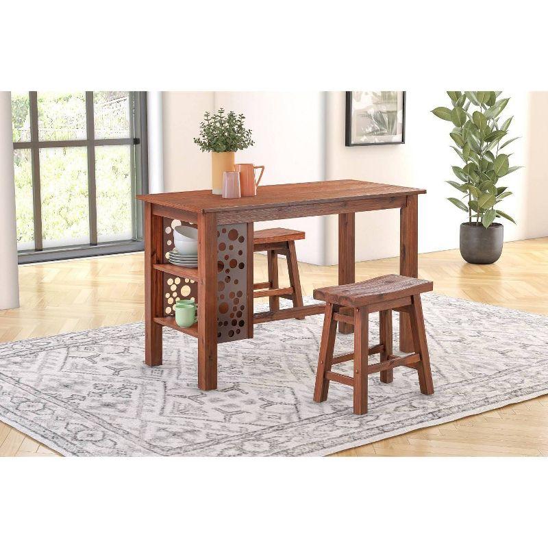 Rectangular Brittany Dining Table Wire Brushed Finish Chestnut - Boraam: Acacia Wood, 2-Tier Shelf, 60"