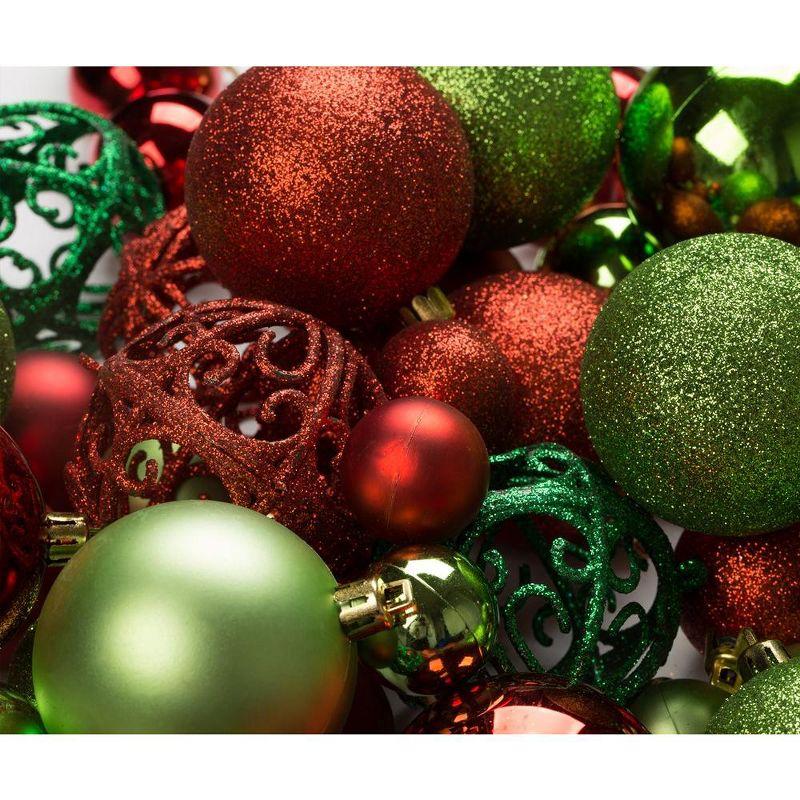 R N' Ds Shatterproof Christmas Ball Ornament - Red and Green - 100 Pack