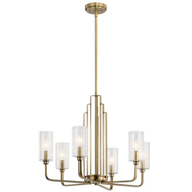 Kimrose™ 6 Light Chandelier with Clear Fluted Glass Brushed Natural Brass