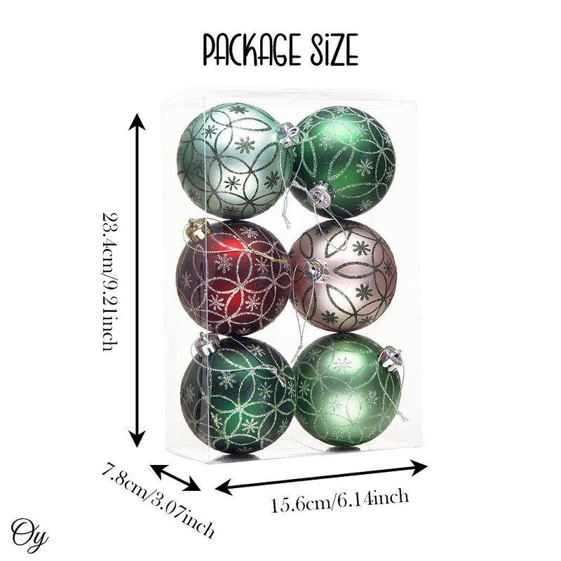 6pc Enchanting Subtle Nature Ornament Bundle, Set of Pine Green, Light Green, Mint Green, Pink and Matte Red Baubles| OrnamentallyYou