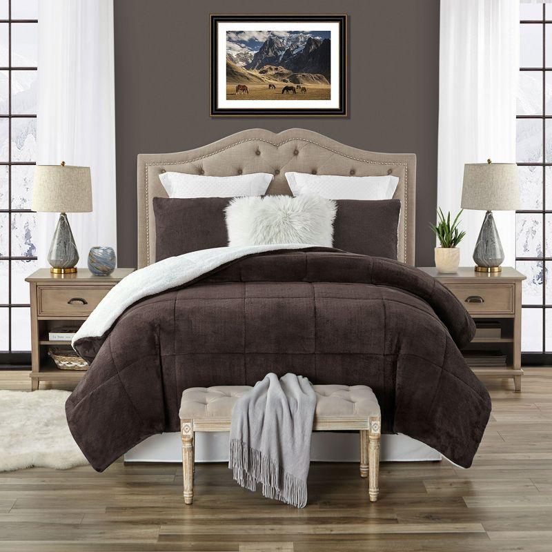 Swift Home Ultra Plush Reversible Faux Fur and Sherpa 3-Piece Comforter Set