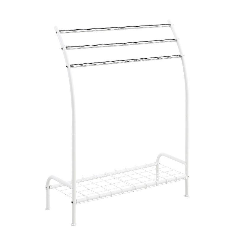 White Freestanding 3-Tier Towel Rack with Bottom Shelf