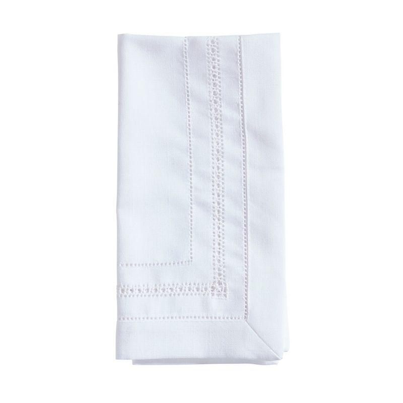 White Hemstitch Square Dinner Napkins (Set of 12)