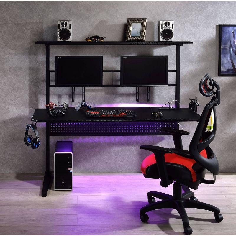 Canzi 63'' Black Streamlined Gaming Desk with LED and USB Port