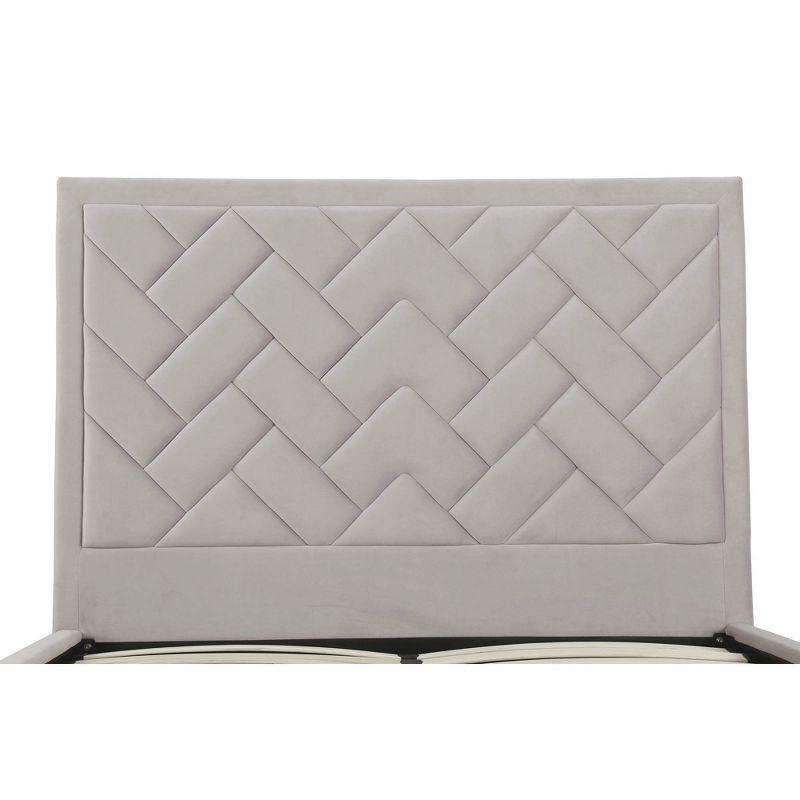 Manhattan Comfort Queen Crosby Modern Velvet Upholstered Bed Greige